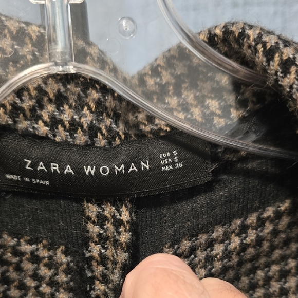 Women's Zara Houndstooth Blazer - Black and Brown No Lining Size Small - Picture 2 of 16
